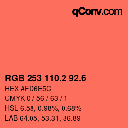 カラーコード: RGB 253 110.2 92.6 | qconv.com