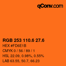 カラーコード: RGB 253 110.6 27.6 | qconv.com
