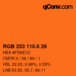 カラーコード: RGB 253 110.6 28 | qconv.com