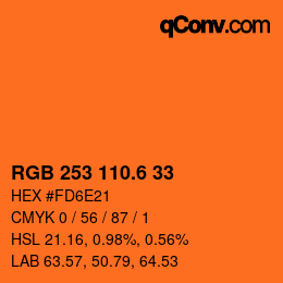 カラーコード: RGB 253 110.6 33 | qconv.com