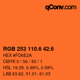 カラーコード: RGB 253 110.6 42.6 | qconv.com