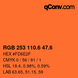 カラーコード: RGB 253 110.6 47.6 | qconv.com