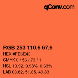 カラーコード: RGB 253 110.6 67.6 | qconv.com