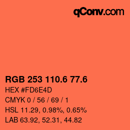 カラーコード: RGB 253 110.6 77.6 | qconv.com