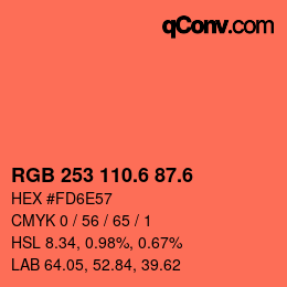 カラーコード: RGB 253 110.6 87.6 | qconv.com