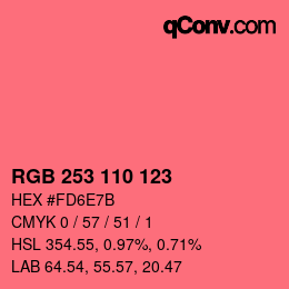 Color code: RGB 253 110 123 | qconv.com