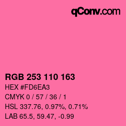Color code: RGB 253 110 163 | qconv.com