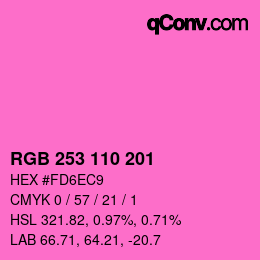 Color code: RGB 253 110 201 | qconv.com