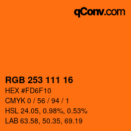 カラーコード: RGB 253 111 16 | qconv.com