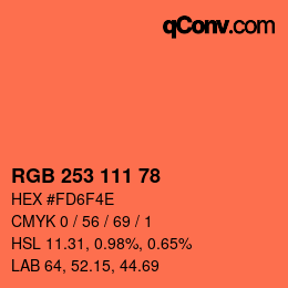 カラーコード: RGB 253 111 78 | qconv.com