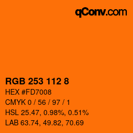 颜色代码: RGB 253 112 8 | qconv.com