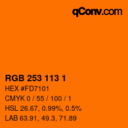 Color code: RGB 253 113 1 | qconv.com