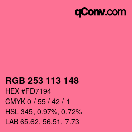 Color code: RGB 253 113 148 | qconv.com