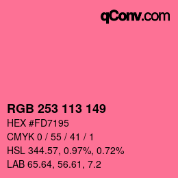 Color code: RGB 253 113 149 | qconv.com