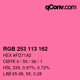 颜色代码: RGB 253 113 162 | qconv.com