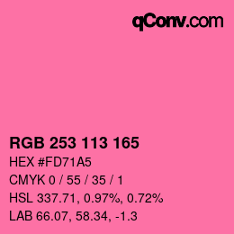 Color code: RGB 253 113 165 | qconv.com