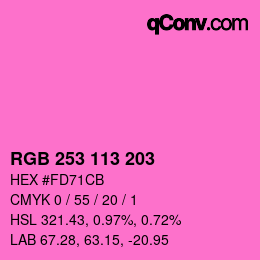 Color code: RGB 253 113 203 | qconv.com