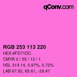 Color code: RGB 253 113 220 | qconv.com