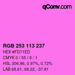 カラーコード: RGB 253 113 237 | qconv.com