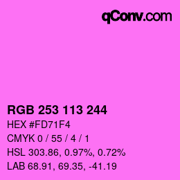 Color code: RGB 253 113 244 | qconv.com