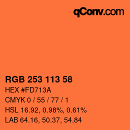 Color code: RGB 253 113 58 | qconv.com