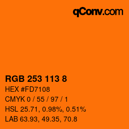 Color code: RGB 253 113 8 | qconv.com