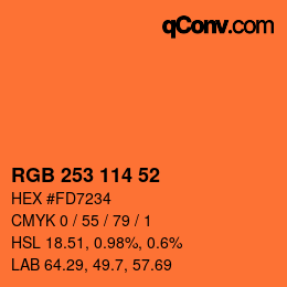 Color code: RGB 253 114 52 | qconv.com