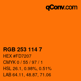 颜色代码: RGB 253 114 7 | qconv.com