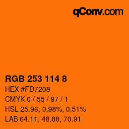 颜色代码: RGB 253 114 8 | qconv.com