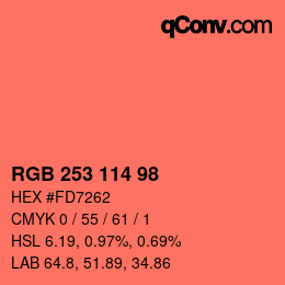 カラーコード: RGB 253 114 98 | qconv.com