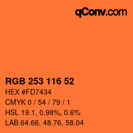 Color code: RGB 253 116 52 | qconv.com