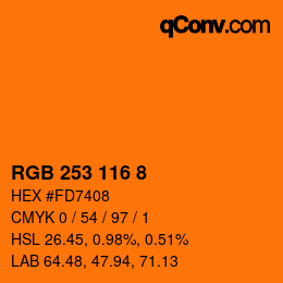 颜色代码: RGB 253 116 8 | qconv.com