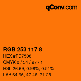 颜色代码: RGB 253 117 8 | qconv.com
