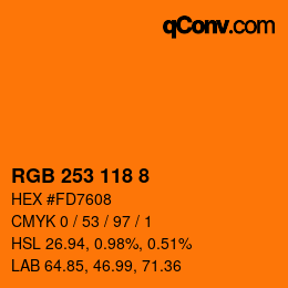 颜色代码: RGB 253 118 8 | qconv.com
