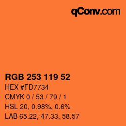 Color code: RGB 253 119 52 | qconv.com