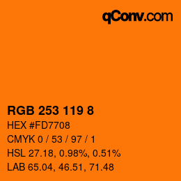颜色代码: RGB 253 119 8 | qconv.com