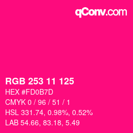 Color code: RGB 253 11 125 | qconv.com