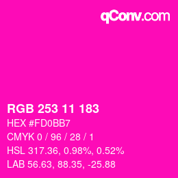 Color code: RGB 253 11 183 | qconv.com