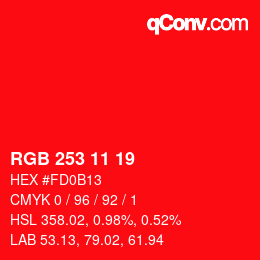 Color code: RGB 253 11 19 | qconv.com