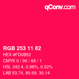 Color code: RGB 253 11 82 | qconv.com