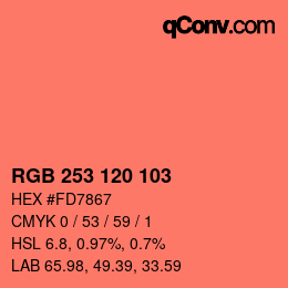 カラーコード: RGB 253 120 103 | qconv.com