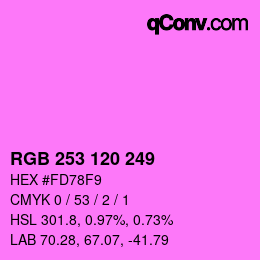 Color code: RGB 253 120 249 | qconv.com