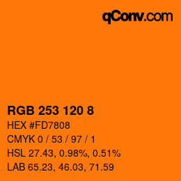 颜色代码: RGB 253 120 8 | qconv.com