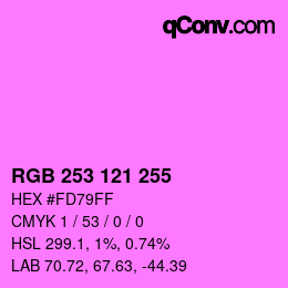 Color code: RGB 253 121 255 | qconv.com