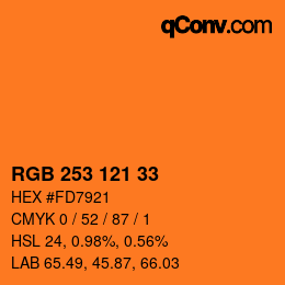Color code: RGB 253 121 33 | qconv.com