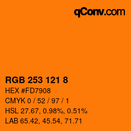 Color code: RGB 253 121 8 | qconv.com