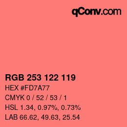 カラーコード: RGB 253 122 119 | qconv.com