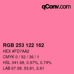 カラーコード: RGB 253 122 162 | qconv.com