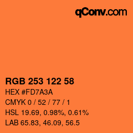 カラーコード: RGB 253 122 58 | qconv.com