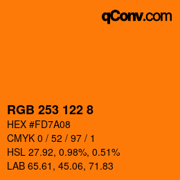 颜色代码: RGB 253 122 8 | qconv.com